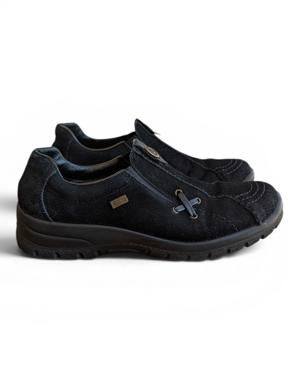 Rieker Black Women's Walking Slip-On Suede Sneakers - Picture 4 of 9